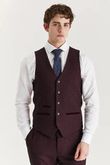 Regent - Traje de tres piezas a cuadros Príncipe de Gales para hombre, color vino.