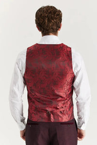 Regent - Traje de tres piezas a cuadros Príncipe de Gales para hombre, color vino.