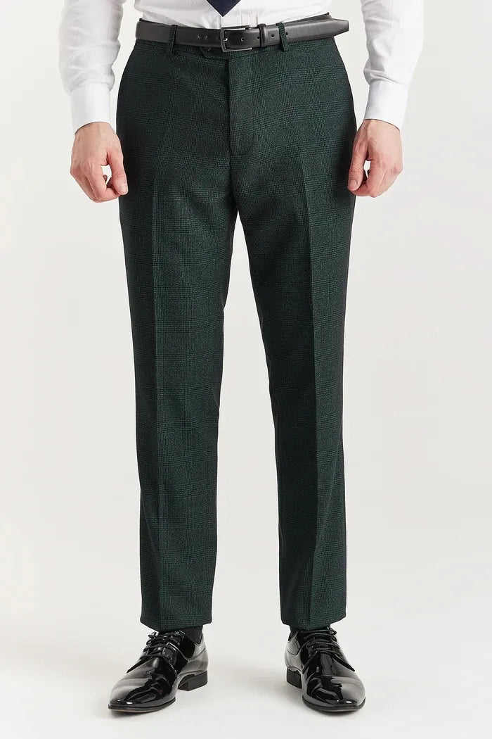 Regent - Pantalones de cuadros verdes para hombre