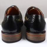Ross - Zapatos brogue de cuero negro con estampado floral para hombre