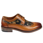 Ross - Zapatos brogue de cuero marrón con estampado floral para hombre