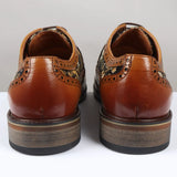 Ross - Zapatos brogue de cuero marrón con estampado floral para hombre