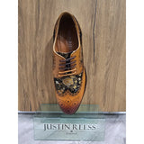 Ross - Zapatos brogue de cuero marrón con estampado floral para hombre