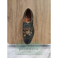 Zapatos brogue de cuero verde con estampado floral para hombre Ross