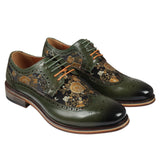 Zapatos brogue de cuero verde con estampado floral para hombre Ross