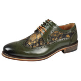 Zapatos brogue de cuero verde con estampado floral para hombre Ross