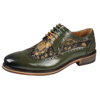 Zapatos brogue de cuero verde con estampado floral para hombre Ross