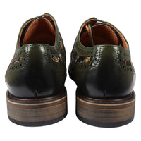 Zapatos brogue de cuero verde con estampado floral para hombre Ross