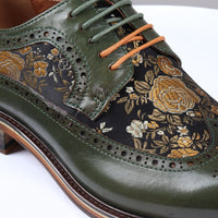 Zapatos brogue de cuero verde con estampado floral para hombre Ross