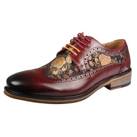 Ross - Zapatos brogue de cuero rojo con estampado floral para hombre