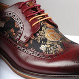 Ross - Zapatos brogue de cuero rojo con estampado floral para hombre
