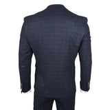 Traje de tres piezas de tweed azul marino de corte ajustado para hombre de Ryan
