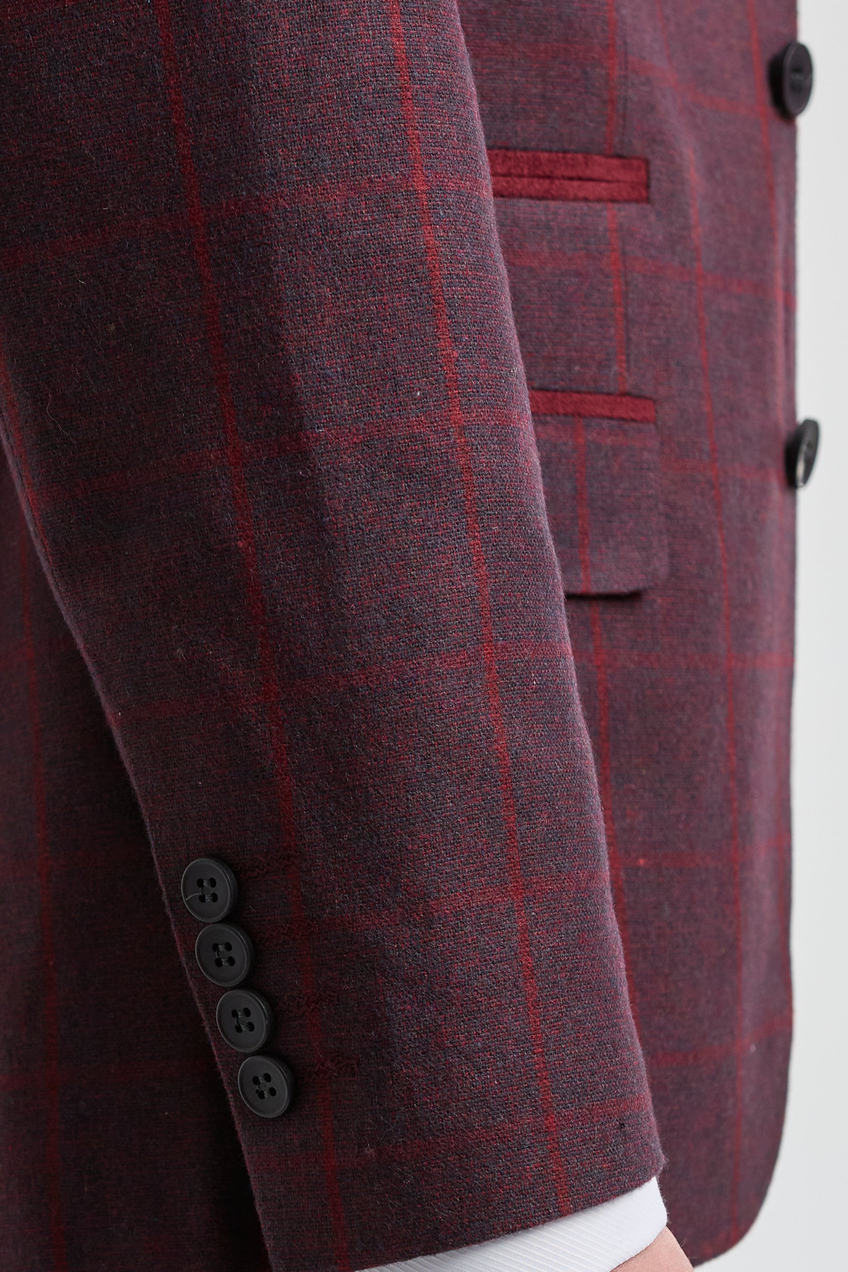Traje de hombre de 3 piezas de tweed de lana color ciruela a cuadros, estilo Gatsby de los años 20.