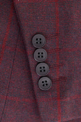 Traje de hombre de 3 piezas de tweed de lana color ciruela a cuadros, estilo Gatsby de los años 20.