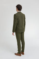 Traje de hombre de 3 piezas de lana tweed a cuadros verde, azul y marrón, estilo Gatsby de los años 20.