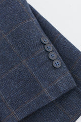 Traje de hombre de 3 piezas de lana tweed azul marino a cuadros marrones estilo Gatsby de los años 20