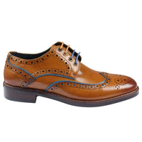 Simon - Zapatos de cuero marrón tipo brogue para hombre