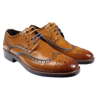 Simon - Zapatos de cuero marrón tipo brogue para hombre