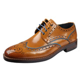 Simon - Zapatos de cuero marrón tipo brogue para hombre