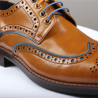 Simon - Zapatos de cuero marrón tipo brogue para hombre