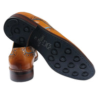 Simon - Zapatos de cuero marrón tipo brogue para hombre