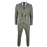 Traje de boda de verano de lino de 3 piezas para hombre TP-22, color verde salvia.