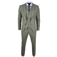 Traje de boda de verano de lino de 3 piezas para hombre TP-22, color verde salvia.