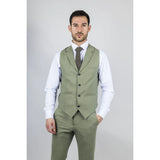 Traje de boda de verano de lino de 3 piezas para hombre TP-22, color verde salvia.