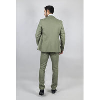 Traje de boda de verano de lino de 3 piezas para hombre TP-22, color verde salvia.