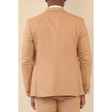 TP-23 - Traje de boda de verano de lino de 3 piezas para hombre, color camel