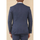 TP-24 - Traje de boda de verano de lino de 3 piezas para hombre, color azul marino