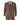 Traje a cuadros marrón con chaleco y corbata sobre fondo blanco