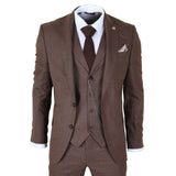 TP-50 - Traje de hombre de 3 piezas marrón con estampado Príncipe de Gales