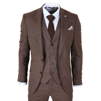 TP-50 - Traje de hombre de 3 piezas marrón con estampado Príncipe de Gales