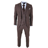 TP-50 - Traje de hombre de 3 piezas marrón con estampado Príncipe de Gales