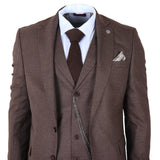 TP-50 - Traje de hombre de 3 piezas marrón con estampado Príncipe de Gales