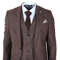 TP-50 - Traje de hombre de 3 piezas marrón con estampado Príncipe de Gales