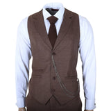 TP-50 - Traje de hombre de 3 piezas marrón con estampado Príncipe de Gales