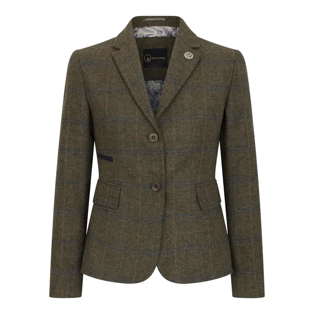 TPSTZ71 - Blazer de tweed verde oliva para mujer