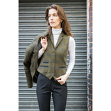 TPSTZ71 - Chaleco de tweed verde oliva para mujer