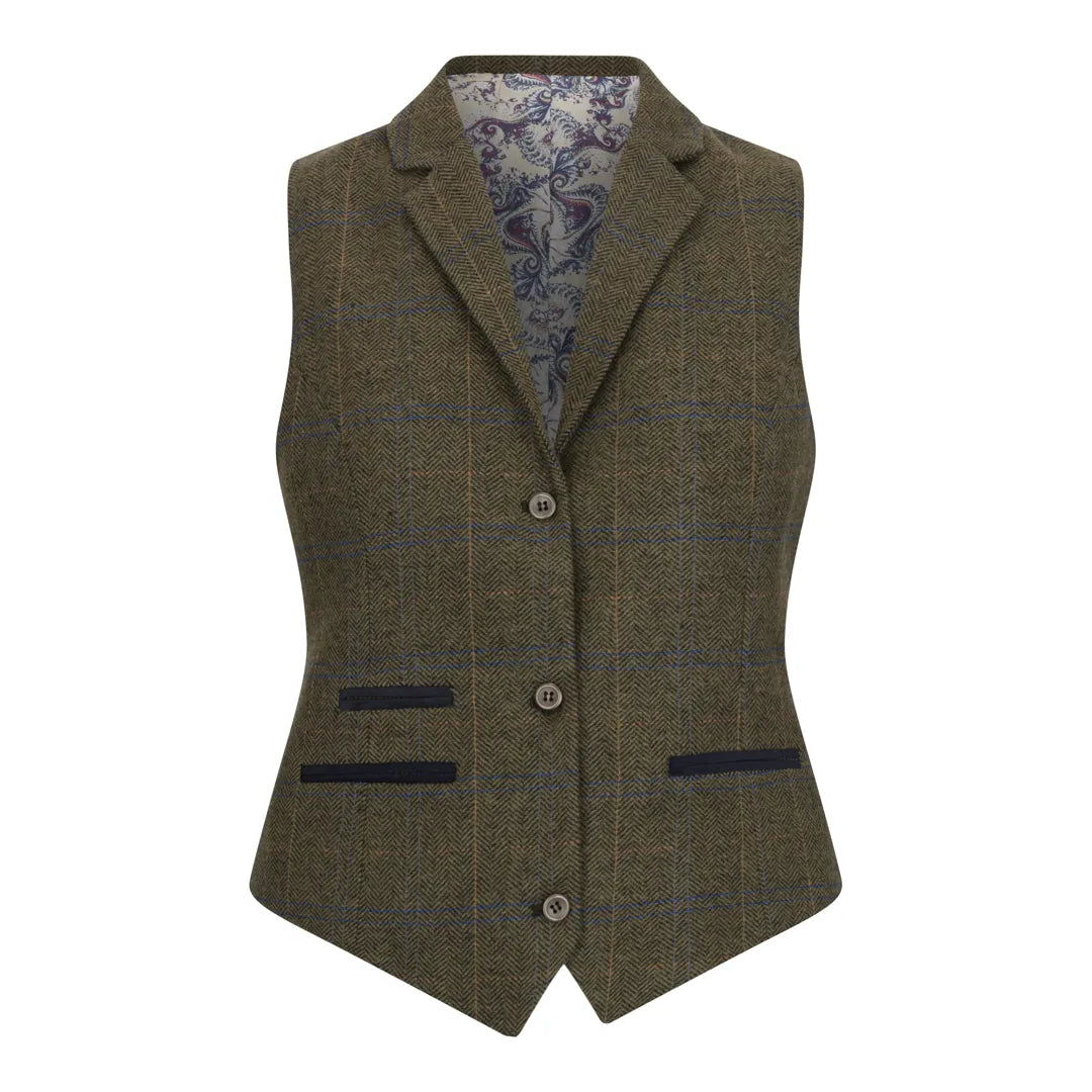 TPSTZ71 - Chaleco de tweed verde oliva para mujer