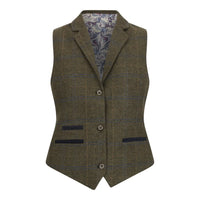 TPSTZ71 - Chaleco de tweed verde oliva para mujer