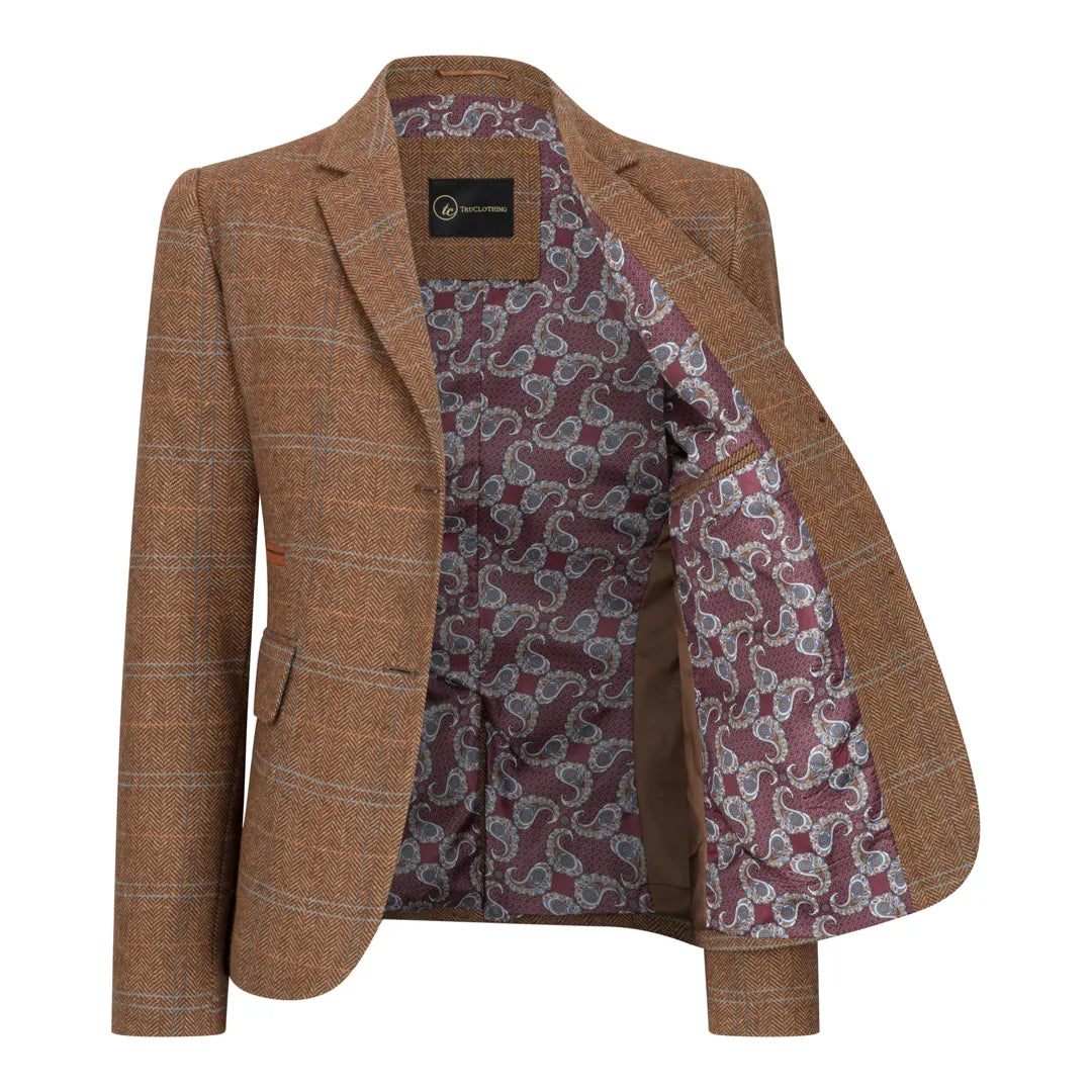 TPSTZ73 - Blazer de tweed marrón roble para mujer