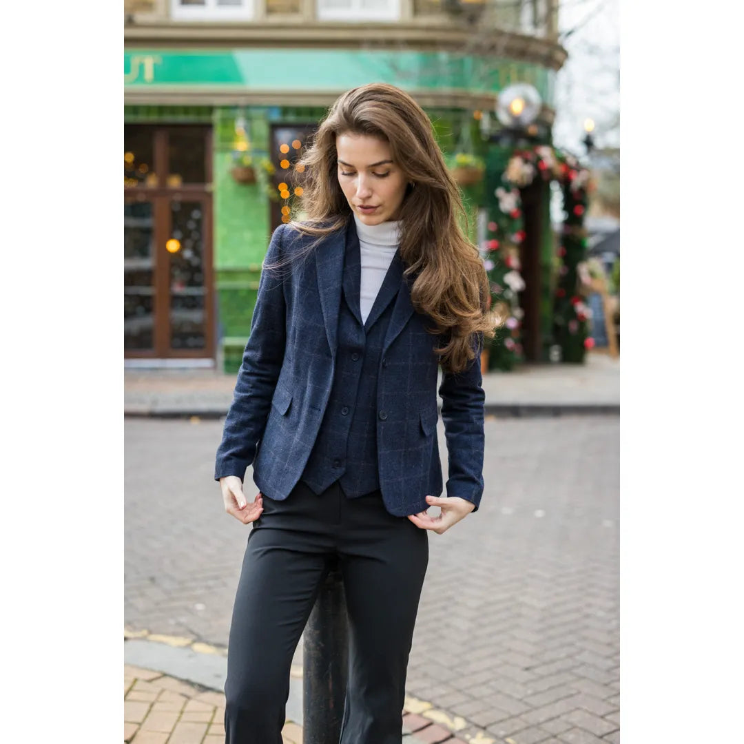 TPSTZ72 - Blazer de tweed azul marino para mujer