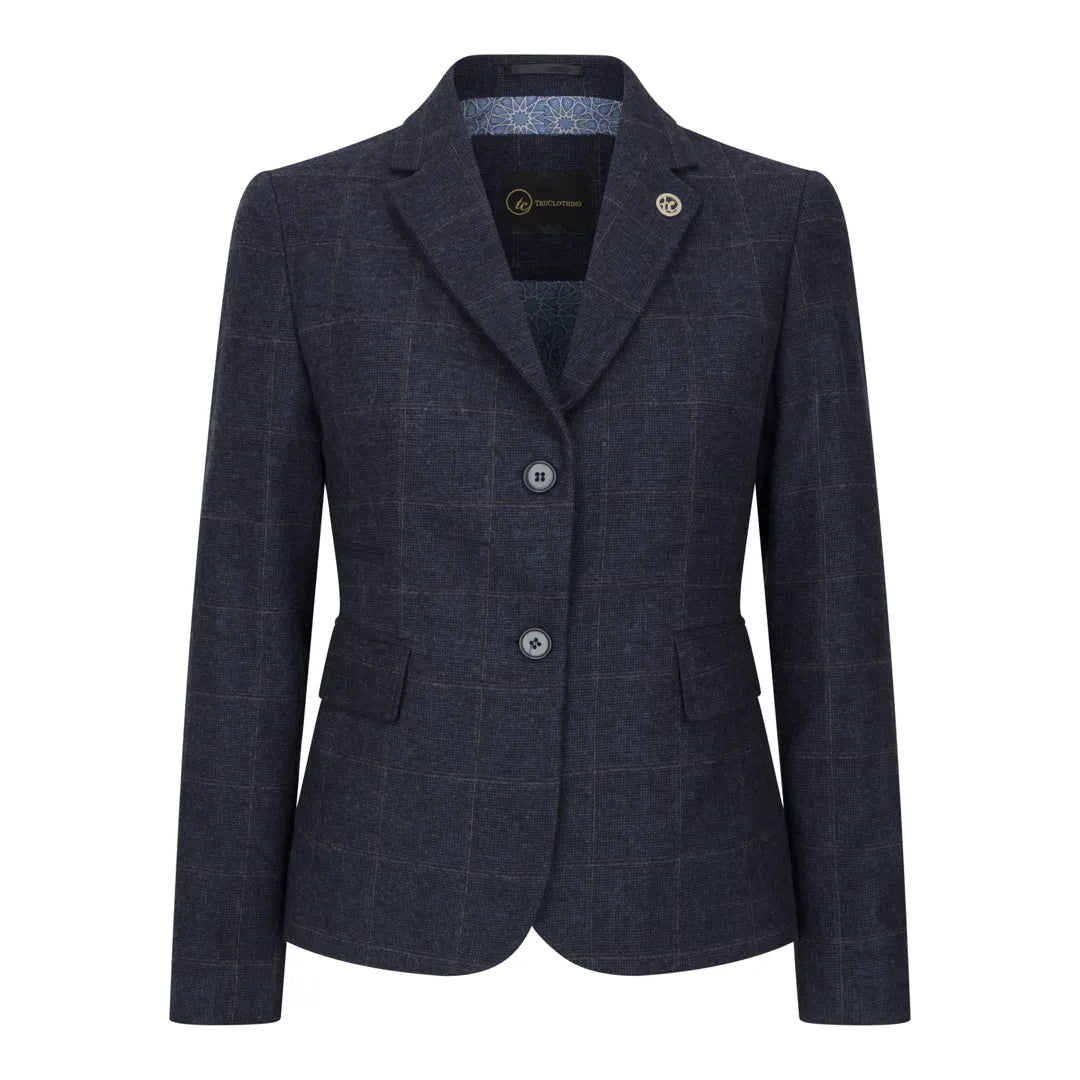 TPSTZ72 - Blazer de tweed azul marino para mujer