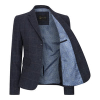 TPSTZ72 - Blazer de tweed azul marino para mujer