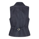 TPSTZ72 - Chaleco tipo blazer de tweed azul marino para mujer