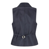 TPSTZ72 - Chaleco tipo blazer de tweed azul marino para mujer