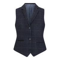 TPSTZ72 - Chaleco tipo blazer de tweed azul marino para mujer