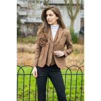 TPSTZ73 - Chaleco de tweed marrón roble para mujer